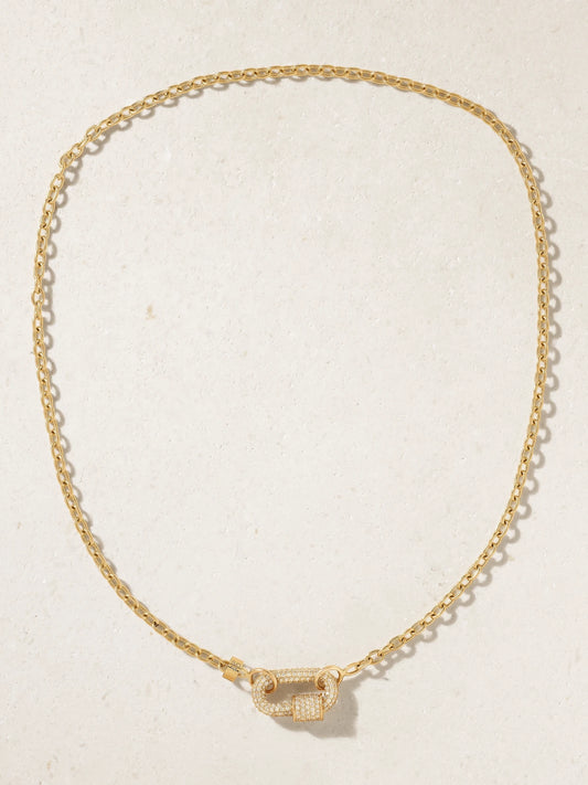 Allstone Chubby Babylock + Pulley Chain 14-karat Gold Diamond Necklace
