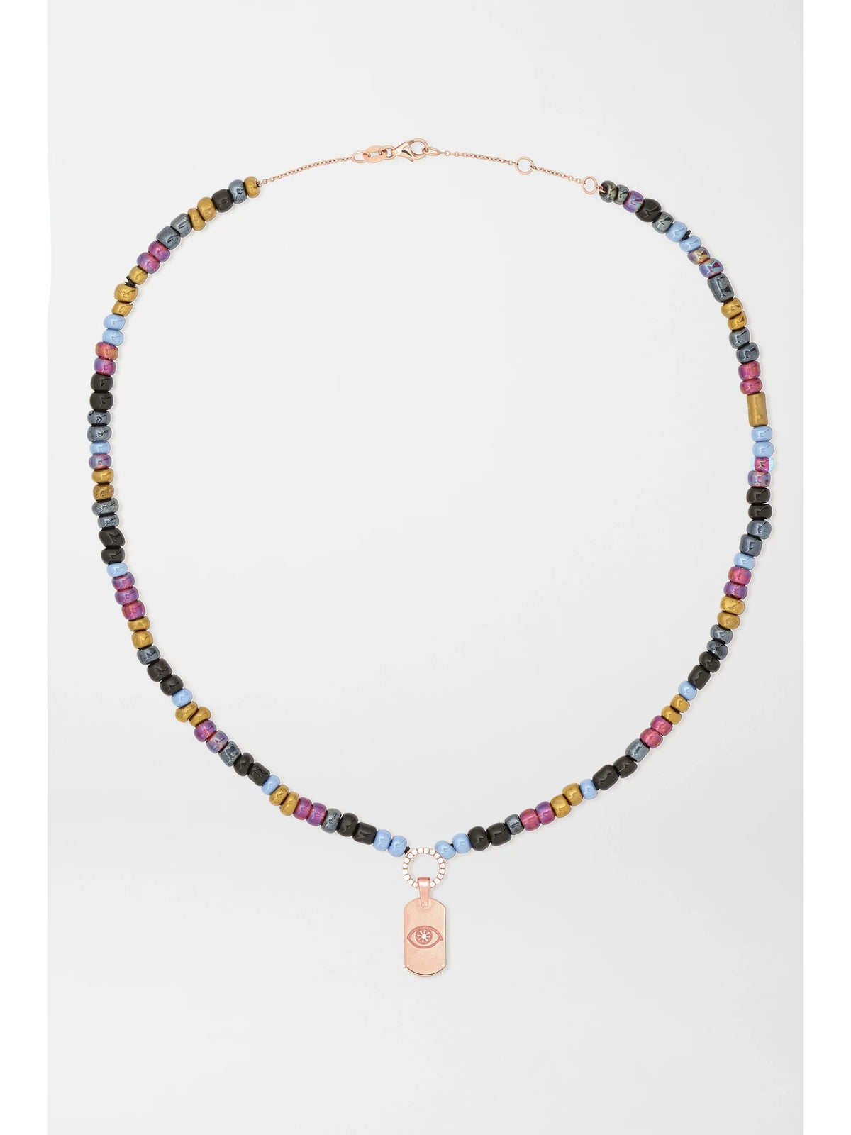 Evil Eye 14-karat Rose Gold, Bead And Diamond Necklace