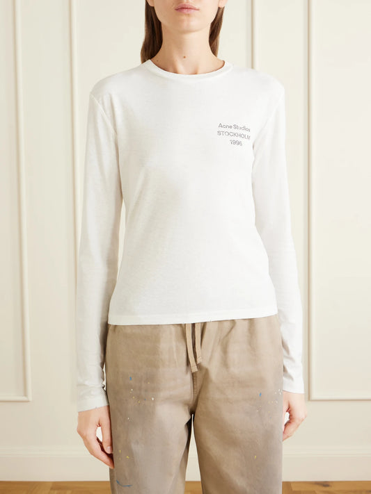Acne Studios Logo-printed Distressed Cotton And Hemp-blend T-shirt