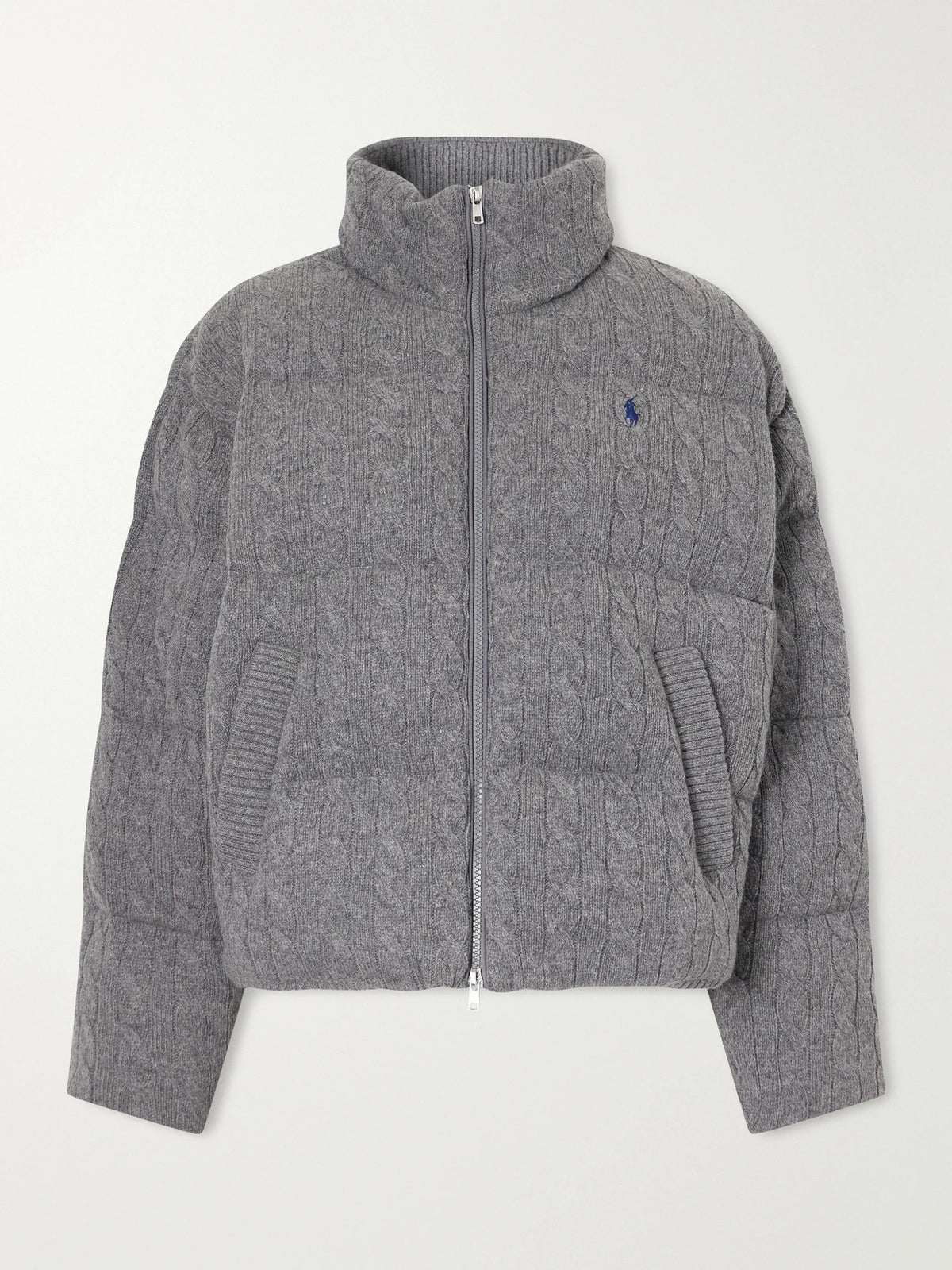 Polo Ralph Lauren Padded Quilted Cable-knit Wool And Cashmere-blend Jacket