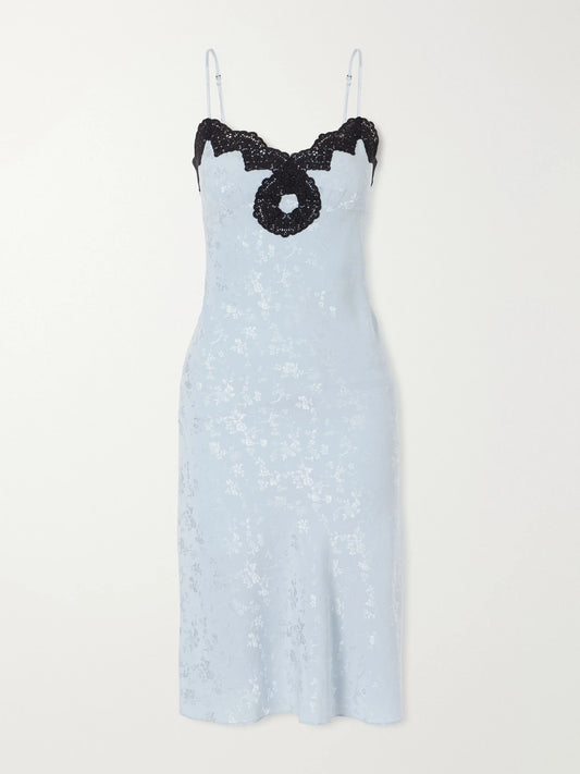 MAISON MAYLE Pina Lace-trimmed Silk-crepe De Chine Midi Dress