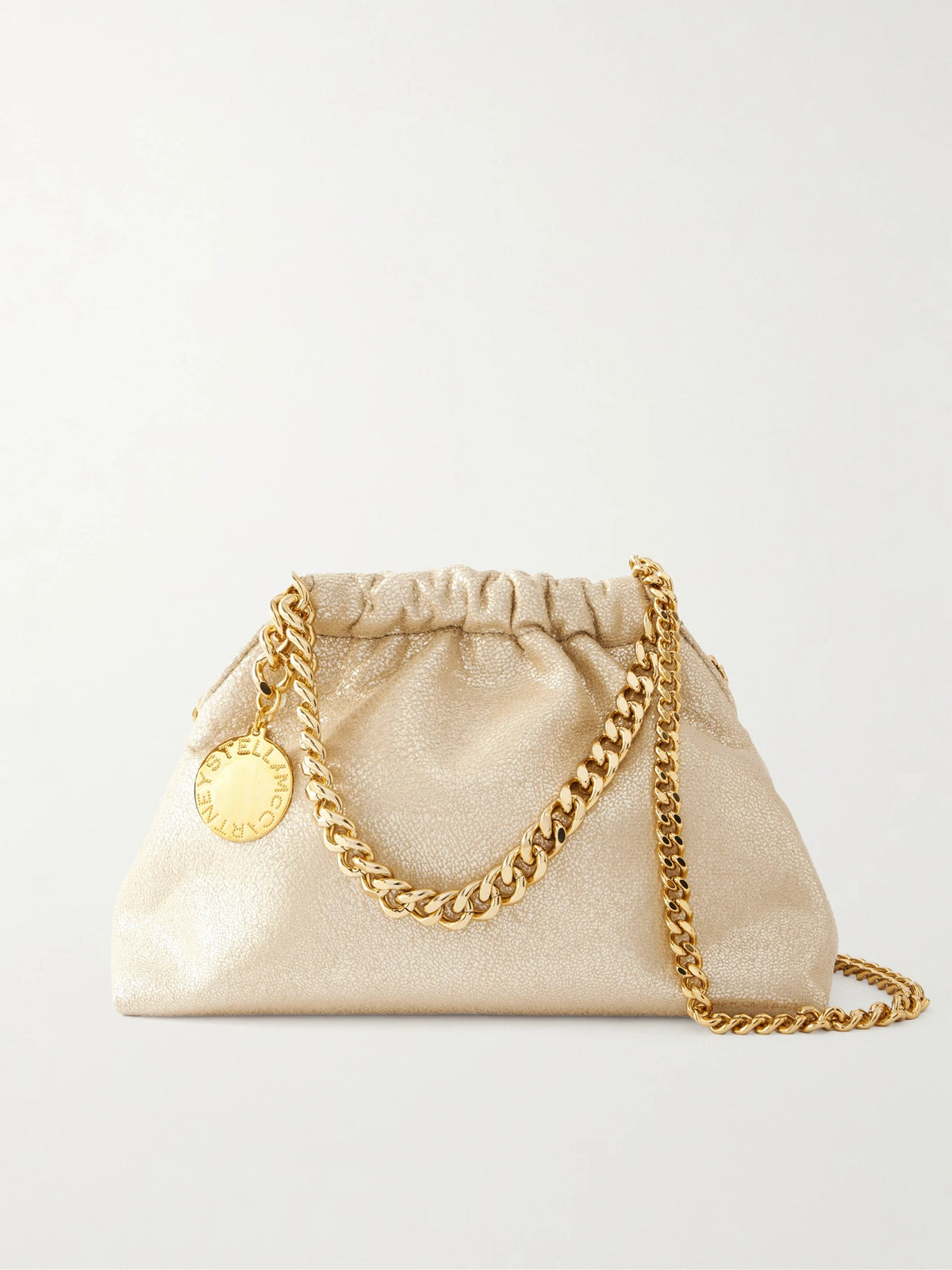 Stella McCartney Falabella Mini Metallic Vegetarian Material Drawstring Bag