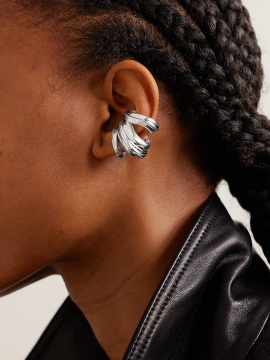 Image of Earrings. Product name - Set Of Three Silver-plated Ear Cuffs in Multi colour by brand - Completedworks