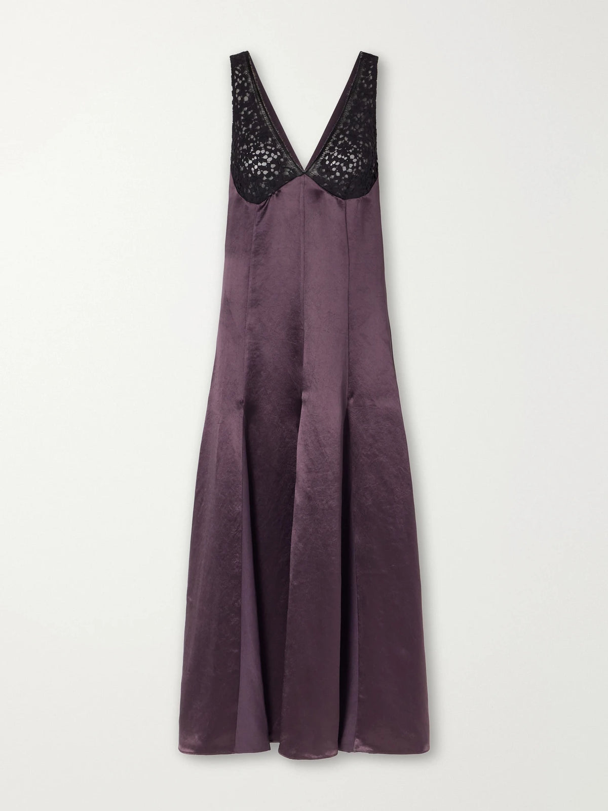 Maria McManus Lace-trimmed Satin Midi Dress