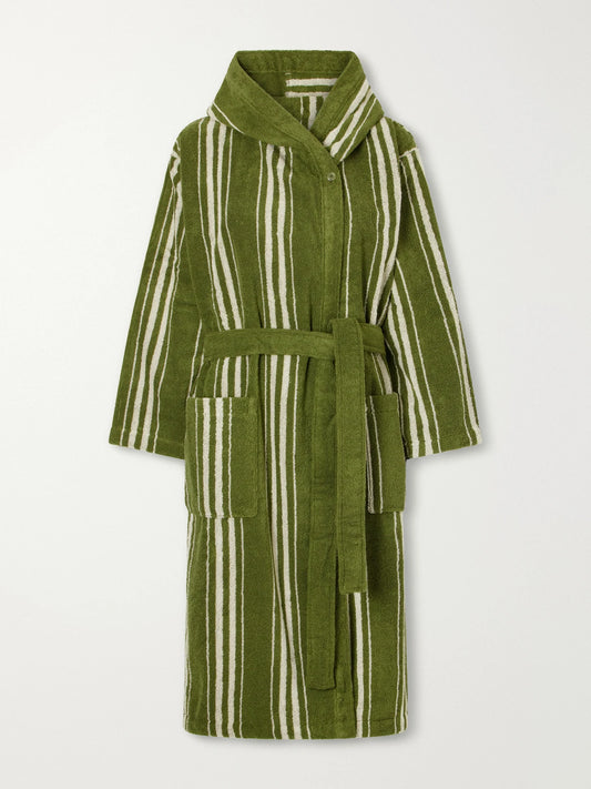 Autumn Sonata Charlotte Striped Cotton-terry Robe