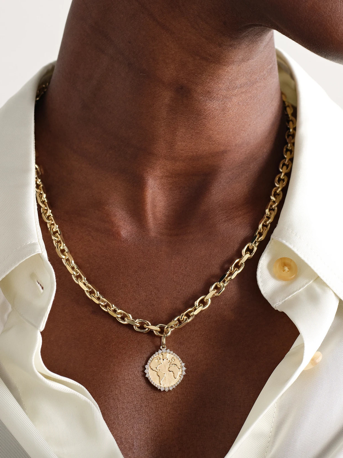 Image of Necklaces. Product name - World Traveler 14-karat Gold Diamond Necklace in Multi colour by brand - Sydney Evan