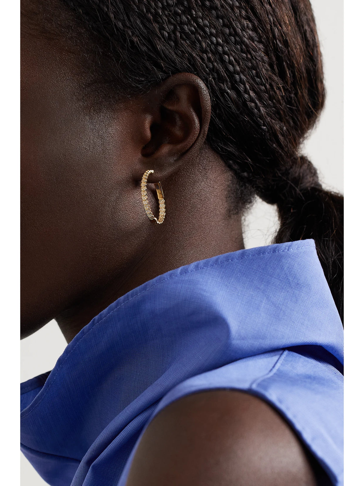 Image of Earrings. Product name - Luna Large 18-karat Gold Diamond Hoop Earrings in Multi colour by brand - Anita Ko
