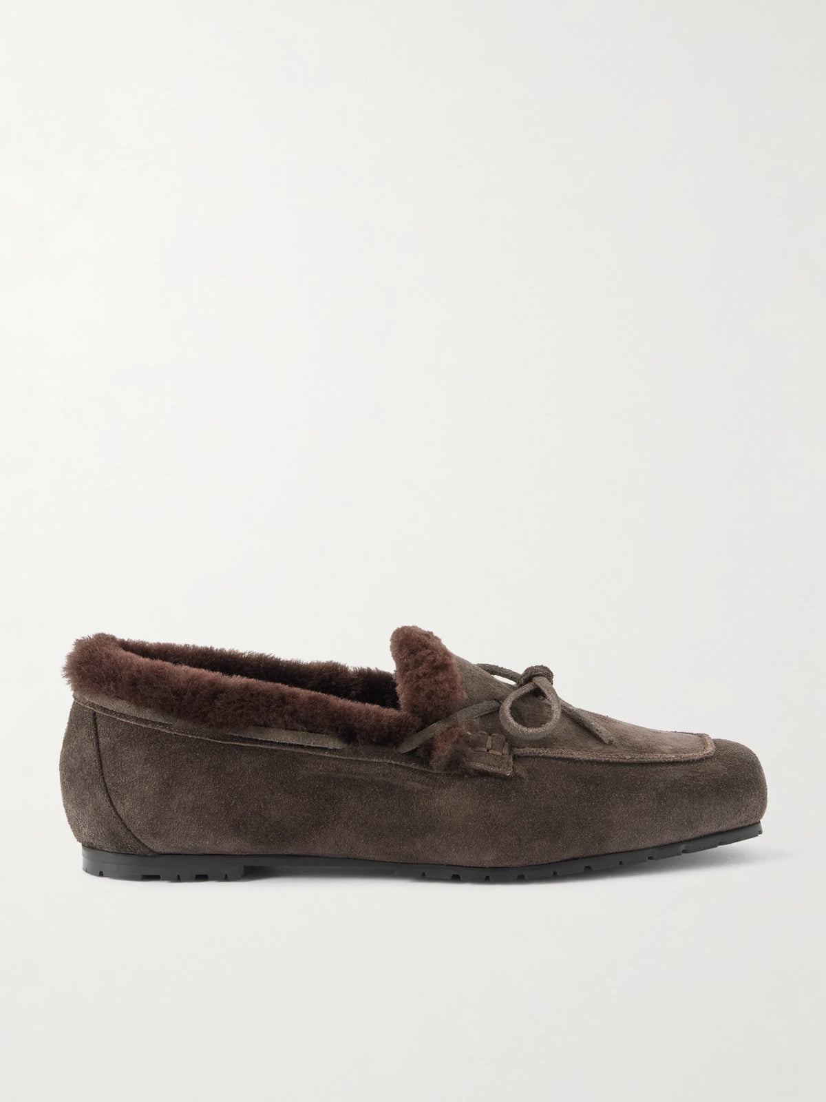 Jasper Bow-detailed Shearling-lined Suede Loafers