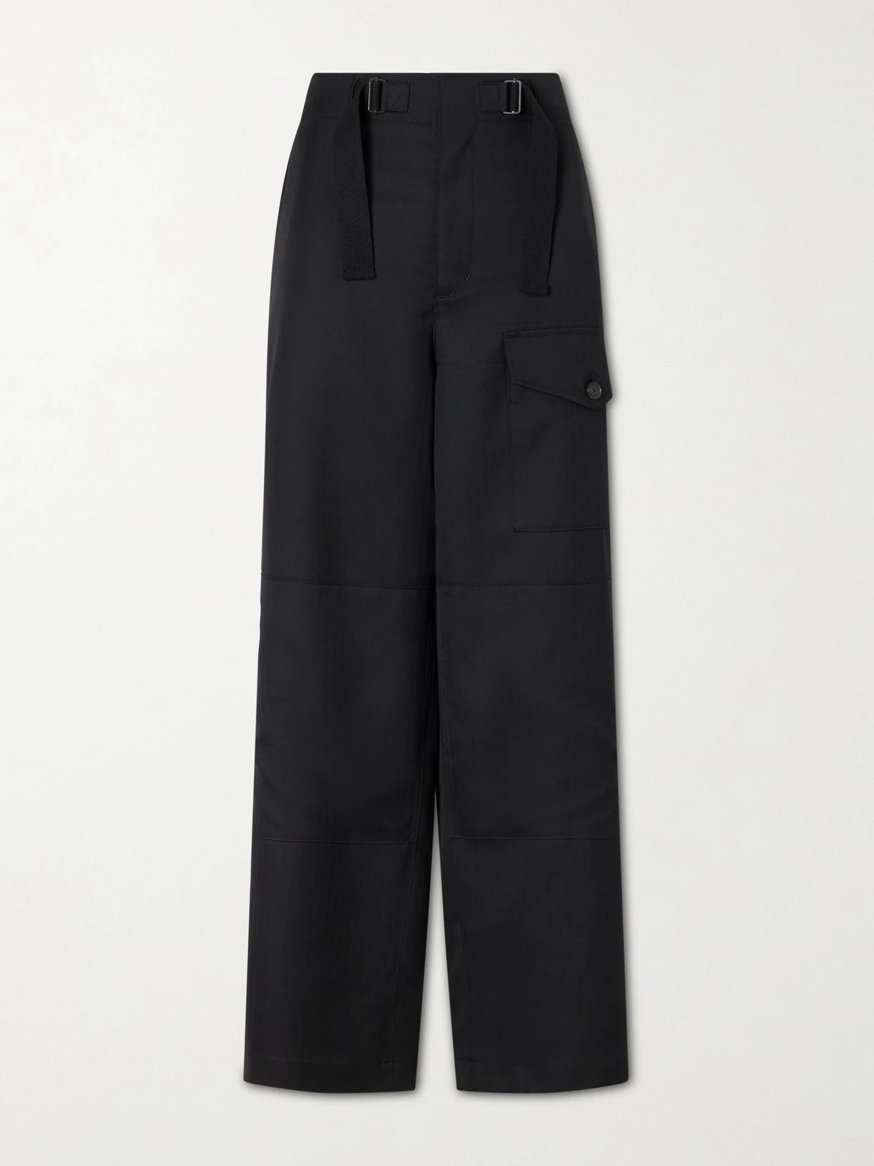 Herringbone Wool Wide-leg Cargo Pants
