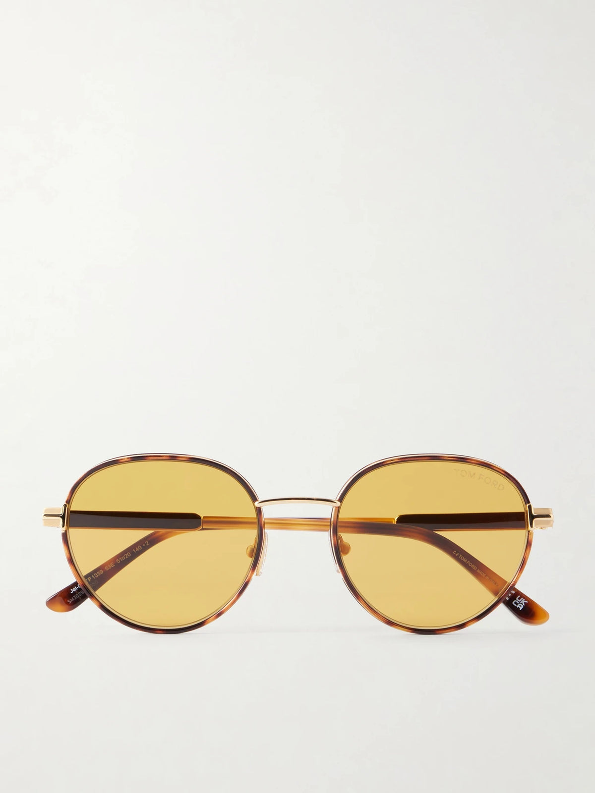 Jet-02 Round-frame Gold-tone And Tortoiseshell Acetate Sunglasses