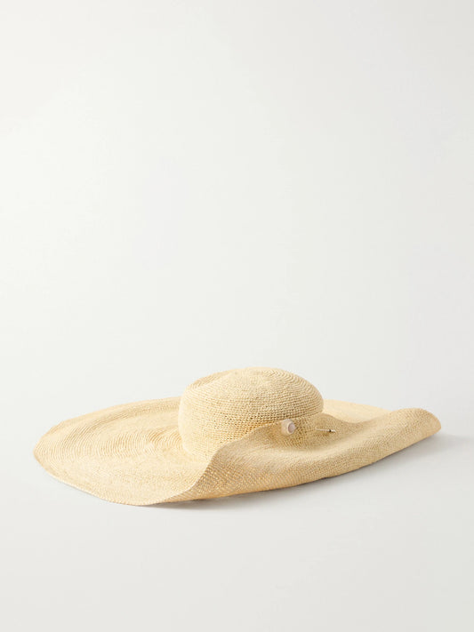 Gigi Burris Cleo Pin-detail Straw-chrochet Wide-brim Hat