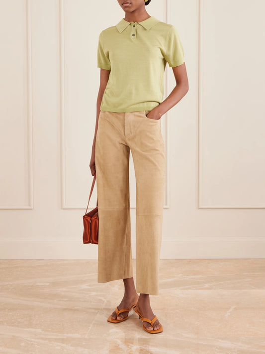 Lilou Cropped Suede Wide-leg Pants