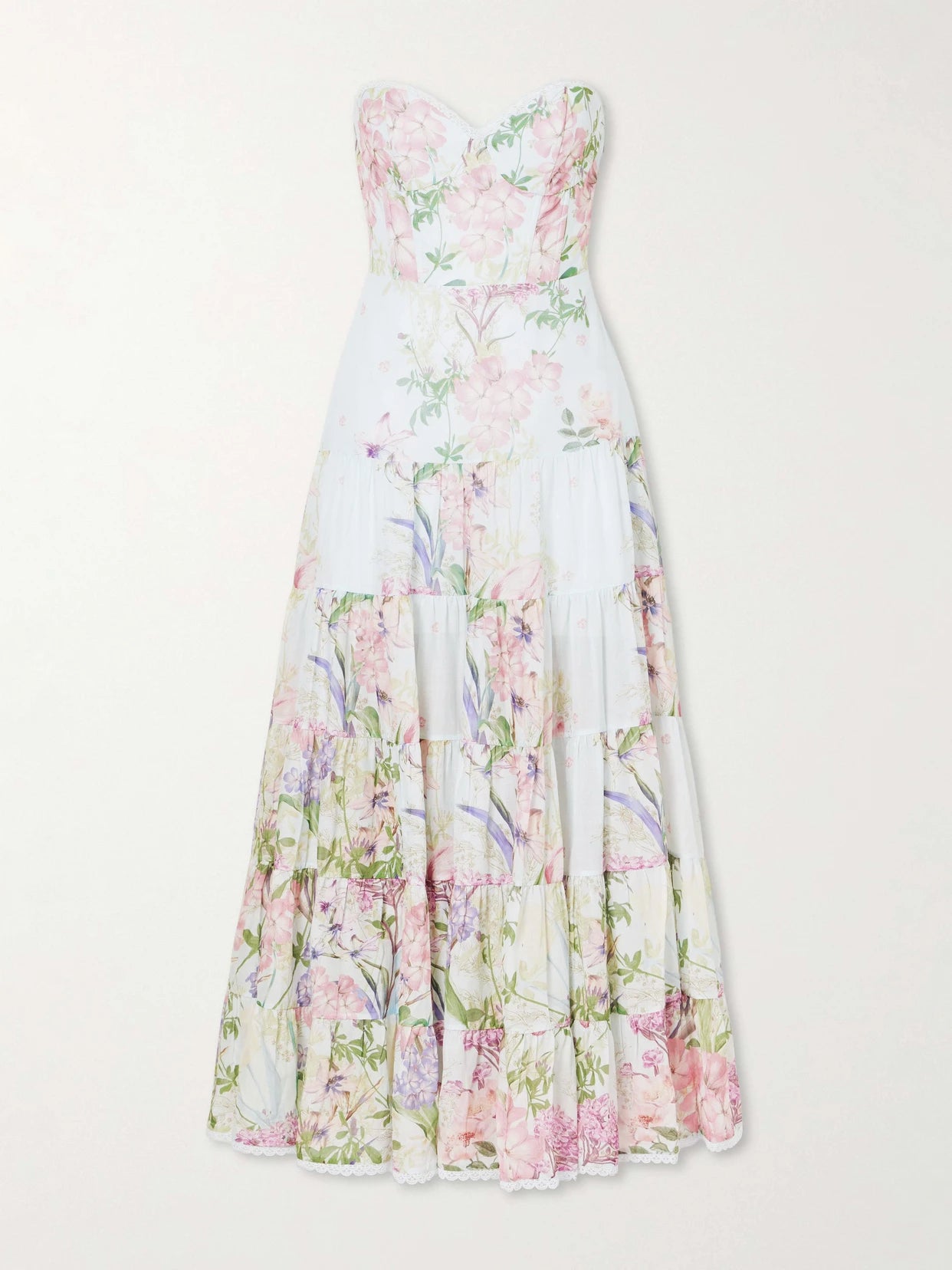 Image of Dresses. Product name - Danny Belted Floral-print Cotton-blend Voile Midi Dress in Blue colour by brand - Charo Ruiz