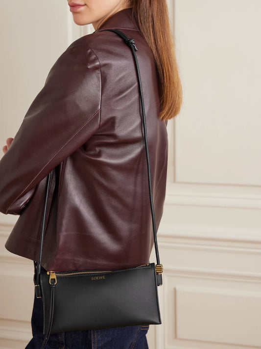 Image of Bags. Product name - Joya Embellished Leather Shoulder Bag in Black colour by brand - LOEWE