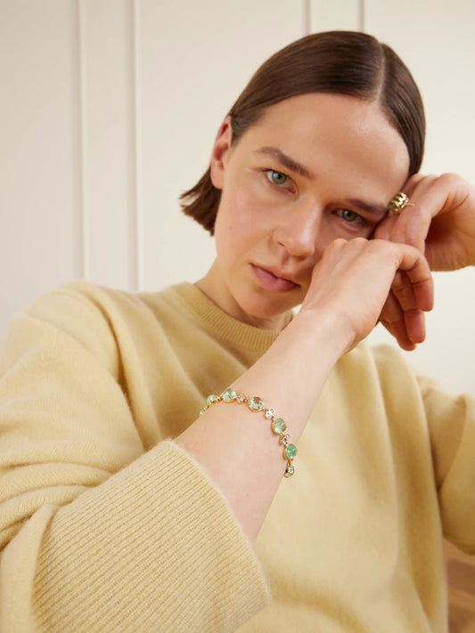 Image of Bracelets. Product name - 18-karat Gold, Emerald And Diamond Bracelet in Multi colour by brand - Ileana Makri