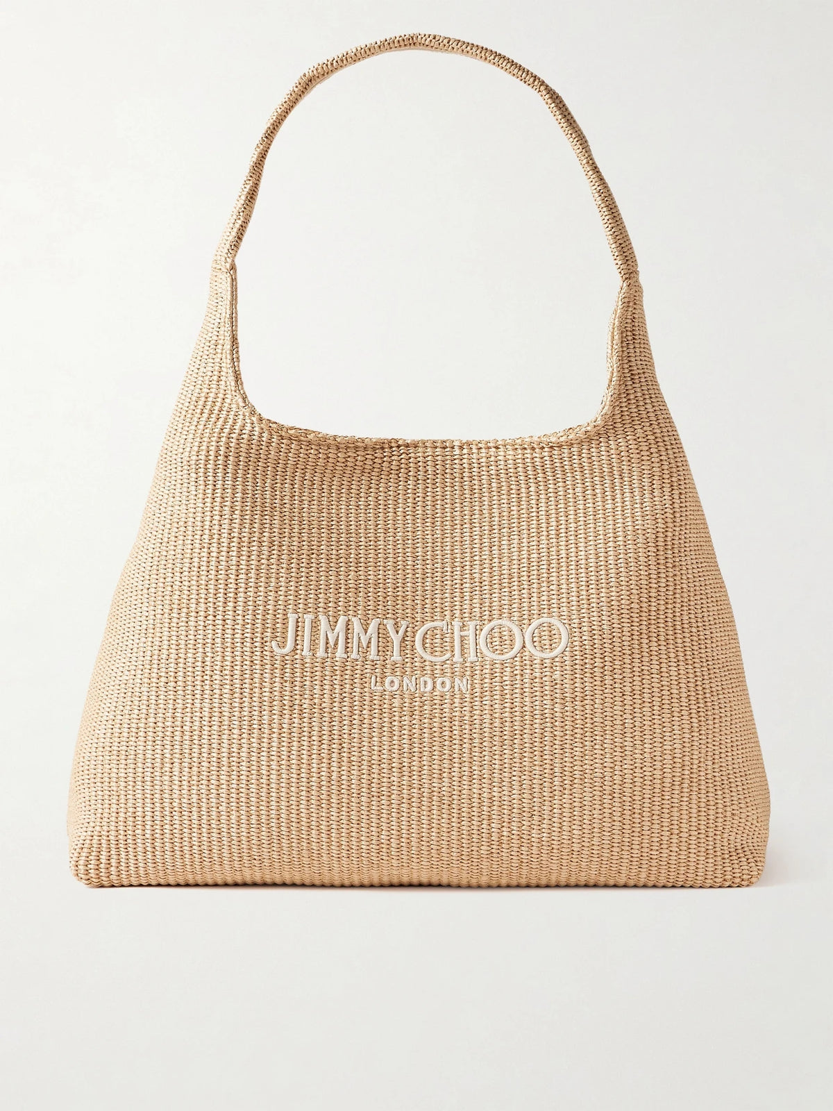 Embroidered Raffia Tote