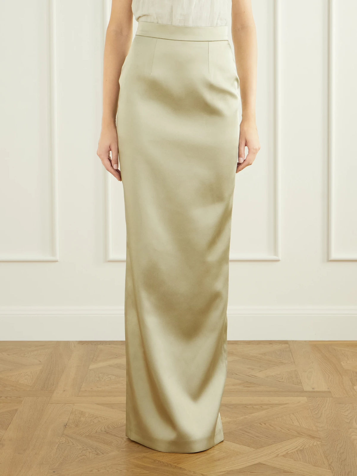 Ilkyaz Ozel Sirena Satin Maxi Skirt