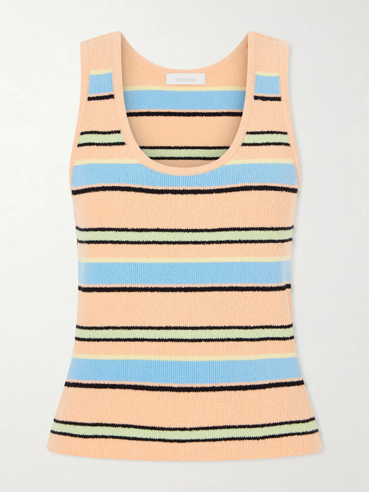 Striped Cotton-blend Terry Tank