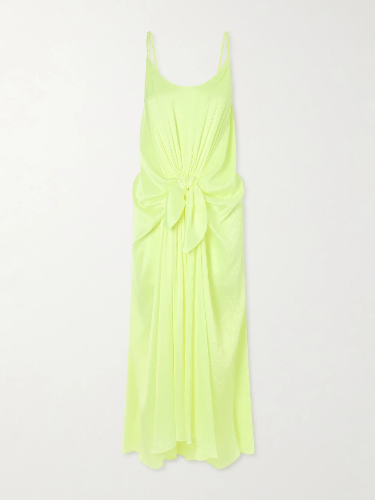 Tie-detailed Crinkled-silk Midi Dress