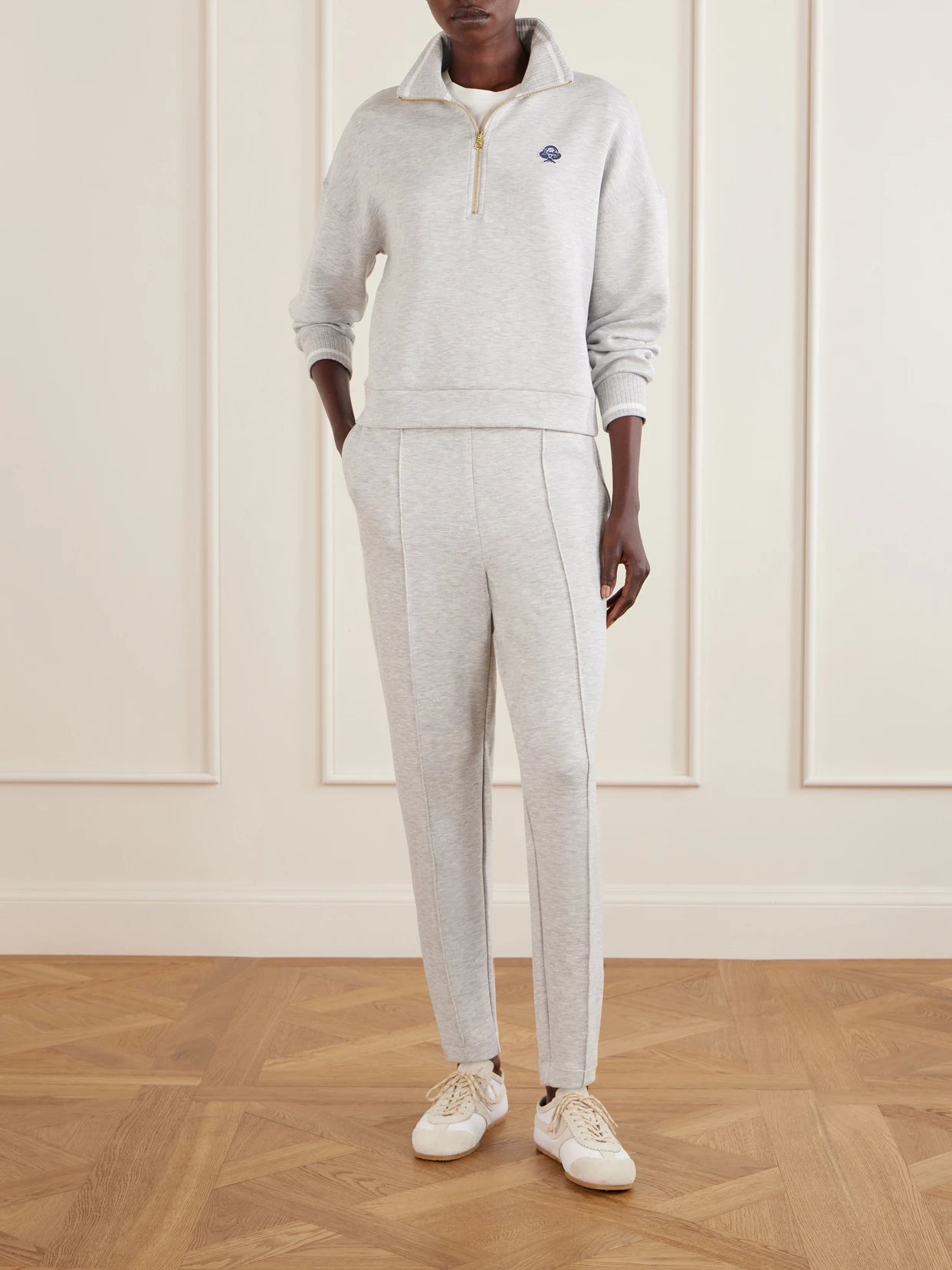 Image of Sleepwear & Loungewear. Product name - Bertie Stretch-jersey Half-zip Sweatshirt in Gray colour by brand - Varley