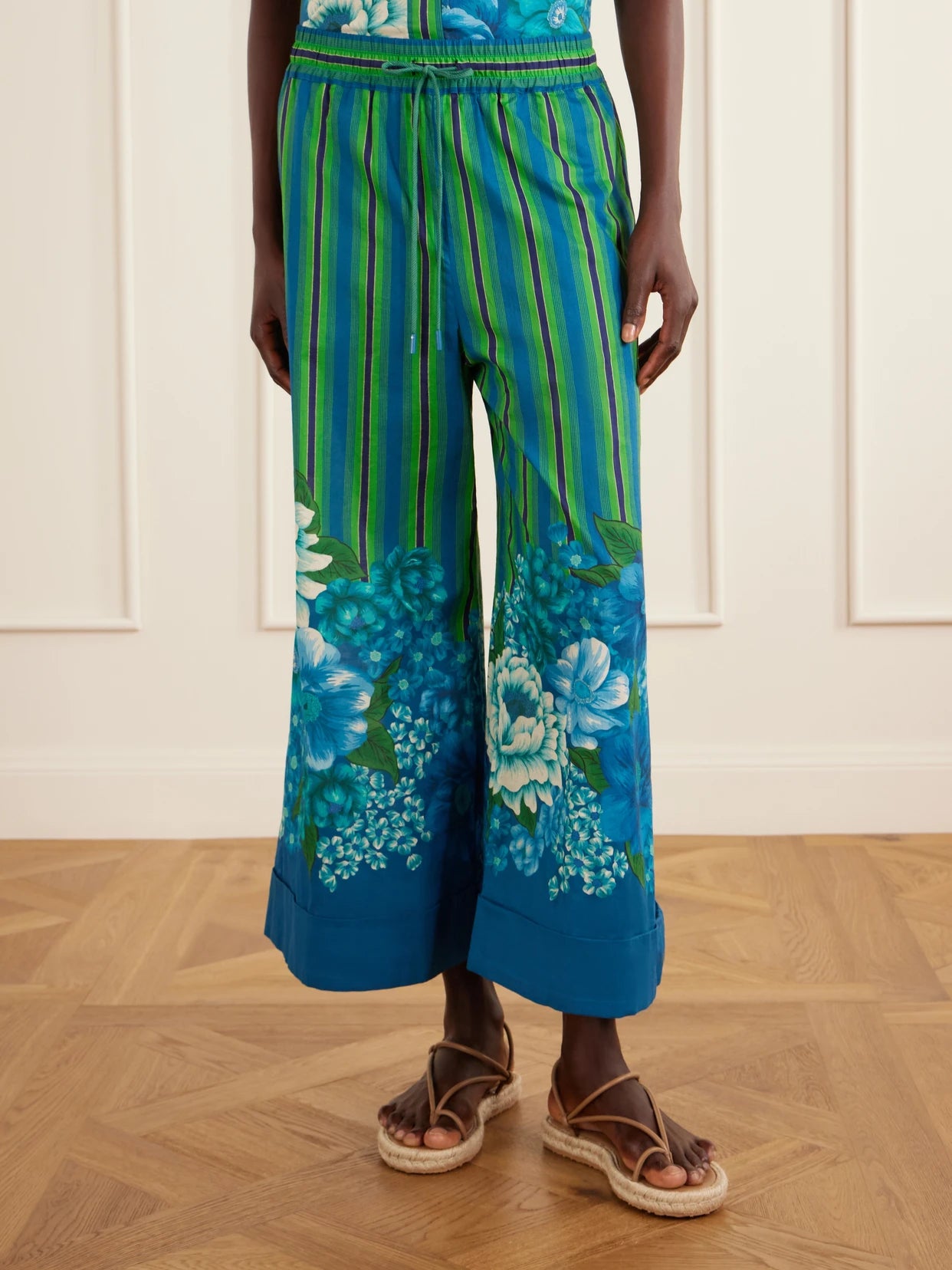 Margo Printed Organic Cotton-voile Wide-leg Pants