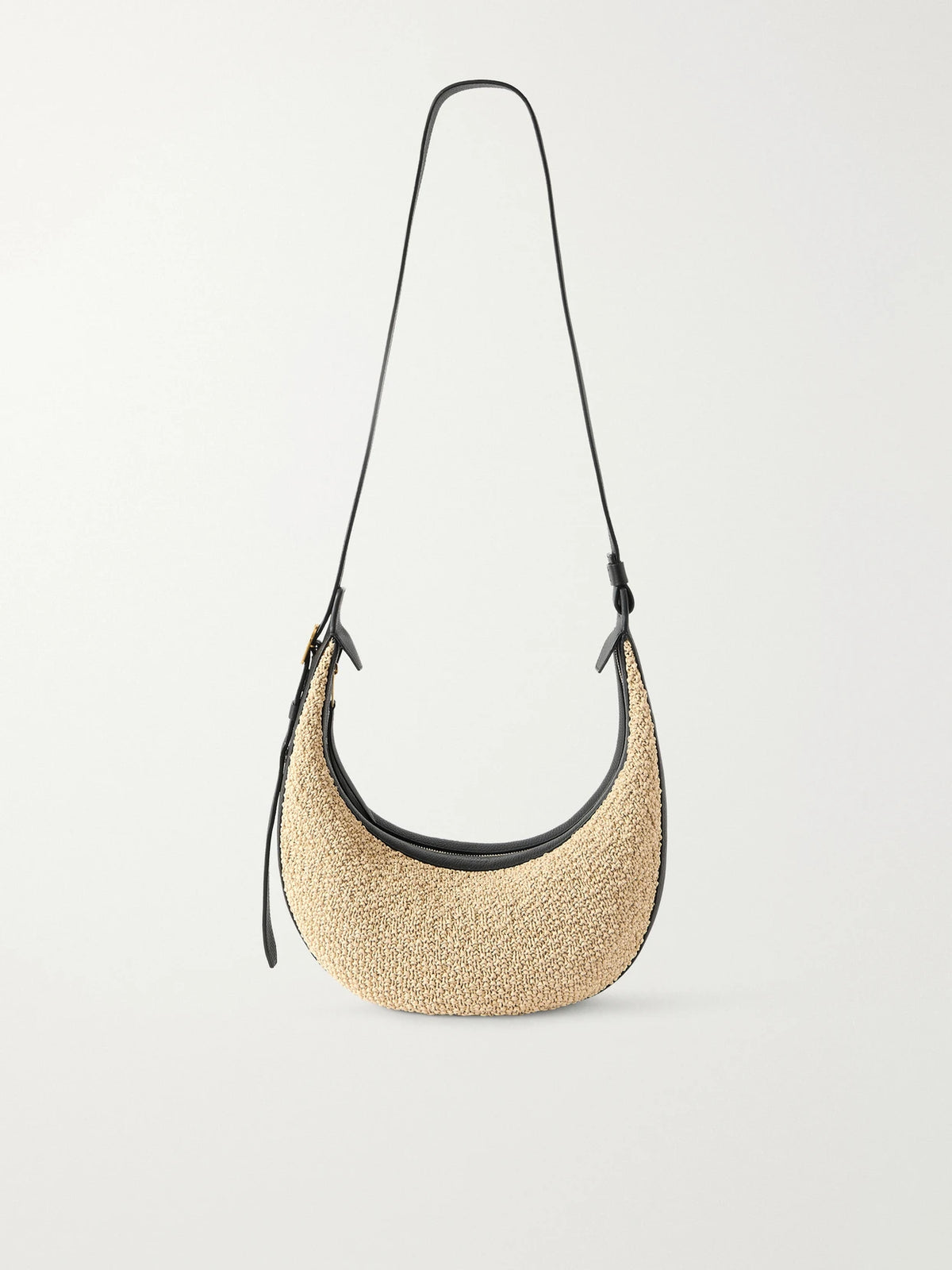 Augustina Small Leather-trimmed Raffia Shoulder Bag