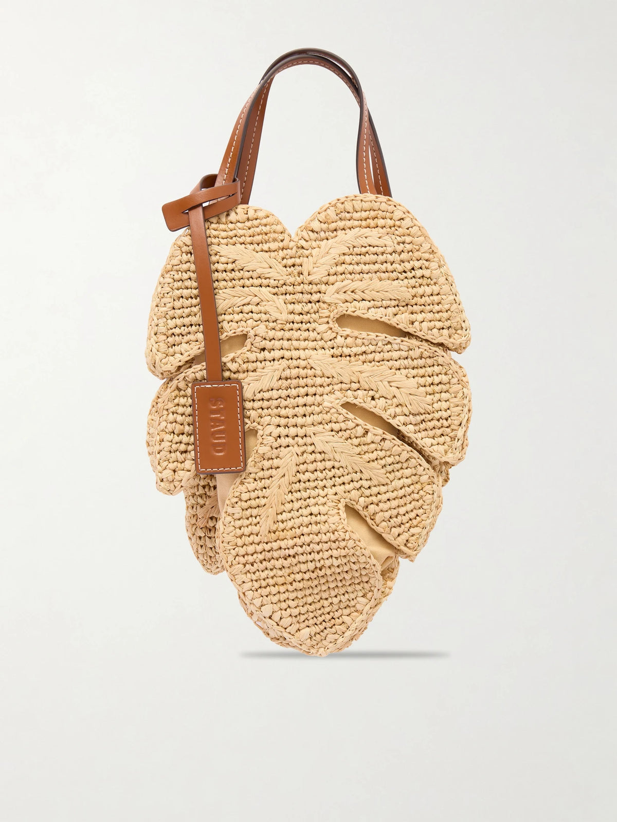 Palm Leather-trimmed Raffia Tote