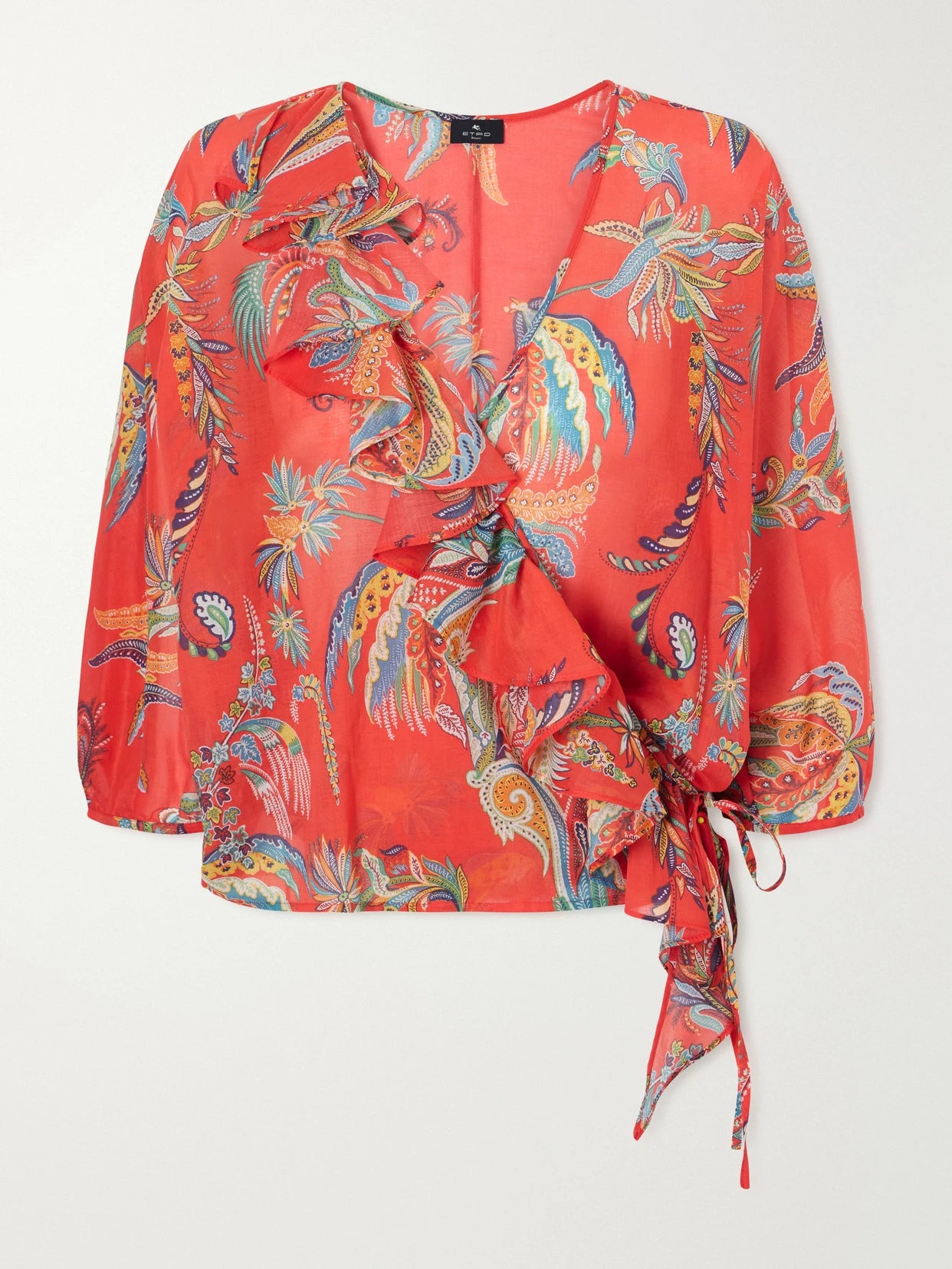 Ruffled Printed Cotton Blouse
