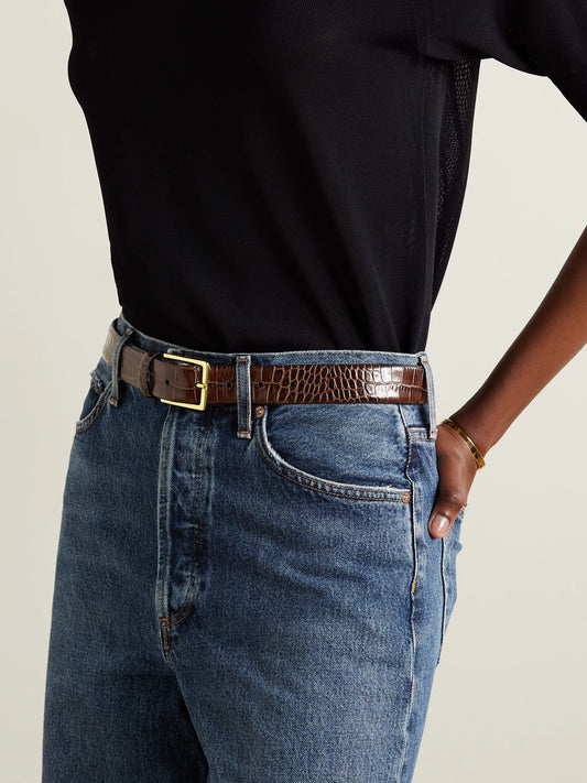 Anderson's Croc-effect Leather Belt
