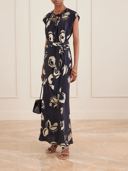 Tie-detailed Silk-chiffon Maxi Dress