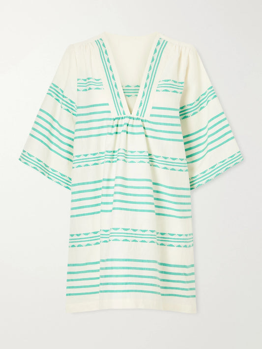 Belkis Striped Cotton Caftan