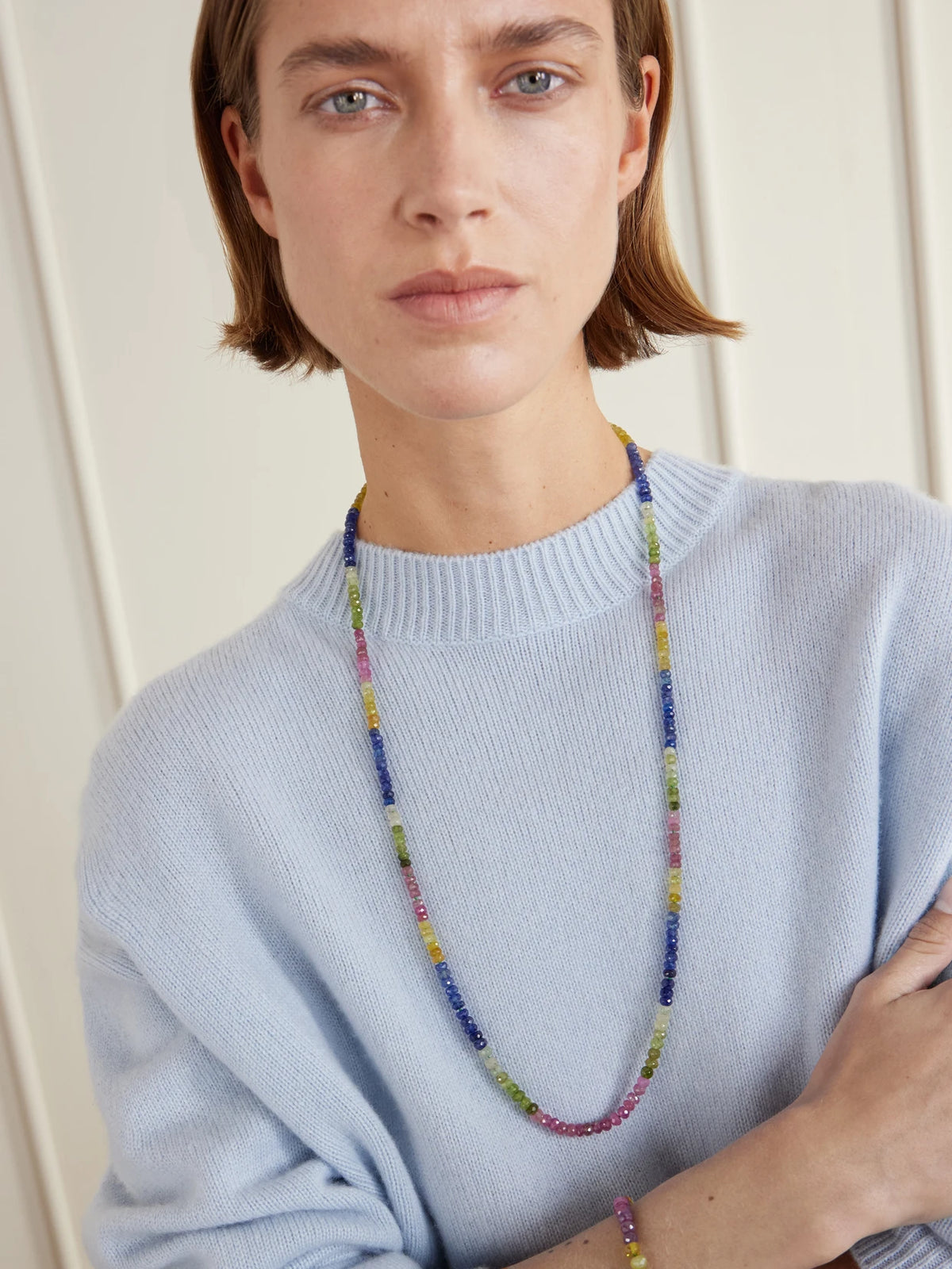 Image of Necklaces. Product name - Arizona Jumbo 14-karat Gold Sapphire Necklace in Multi colour by brand - JIA JIA