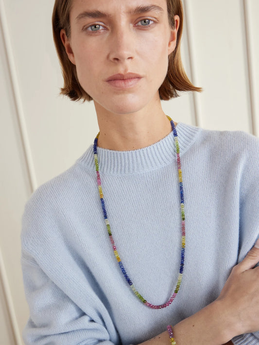 Image of Necklaces. Product name - Arizona Jumbo 14-karat Gold Sapphire Necklace in Multi colour by brand - JIA JIA