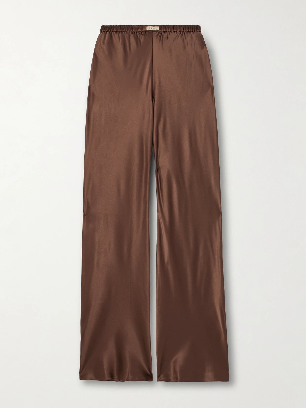 Bias Appliquéd-silk Straight-leg Pants