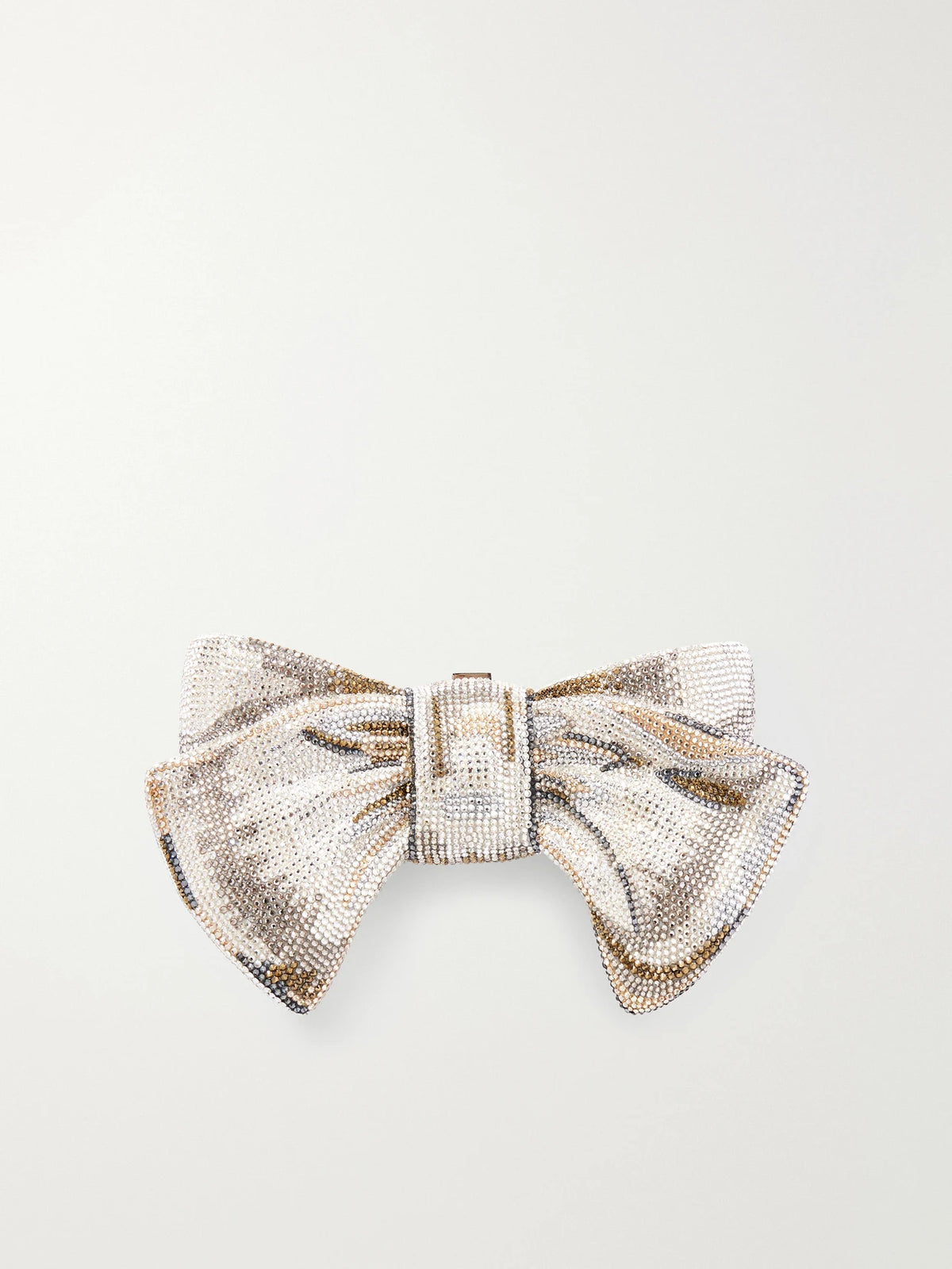 Bow Just For You Crystal-embellished Silver-tone Clutch