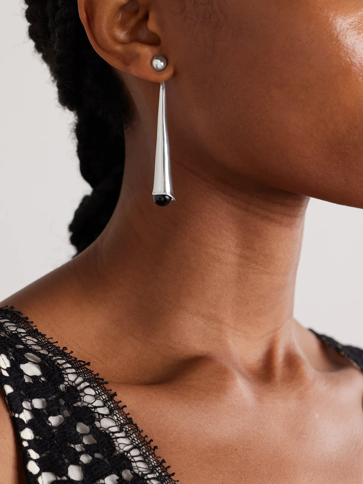 Image of Earrings. Product name - Lou Lou Silver Onyx Earrings in Multi colour by brand - Sophie Buhai