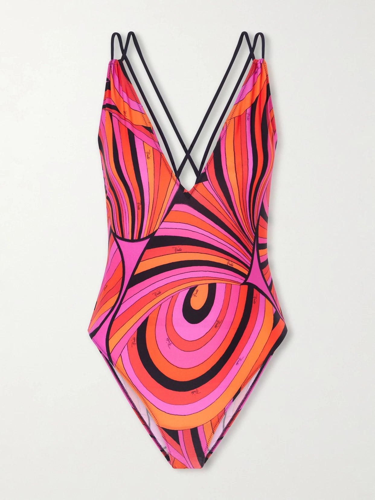 Image of Swimwear. Product name - Printed Swimsuit in Bright pink colour by brand - PUCCI