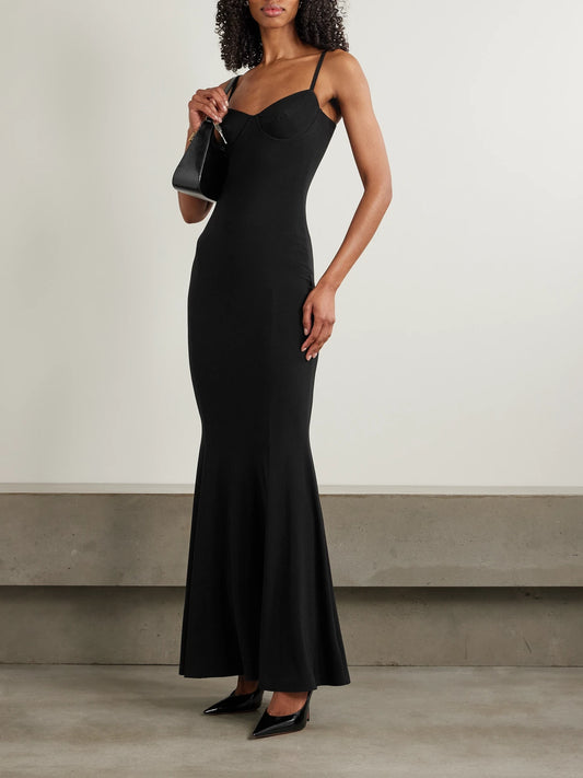 Image of Dresses. Product name - Stretch-jersey Maxi Dress in Black colour by brand - Norma Kamali