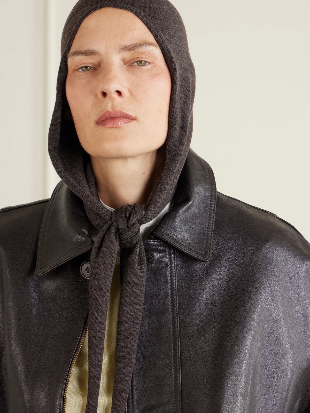 Image of Scarves & Shawls. Product name - Knitted Wool Scarf in Brown colour by brand - LEMAIRE