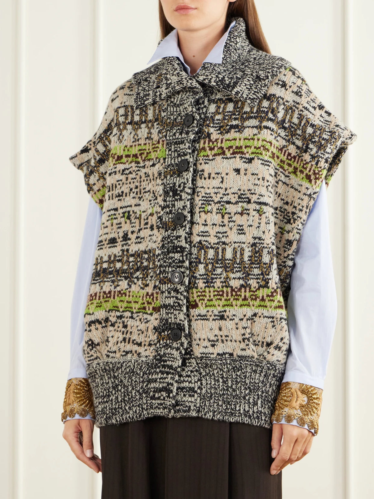 Dries Van Noten Sleeveless Intarsia-knit Wool And Cashmere-blend Vest
