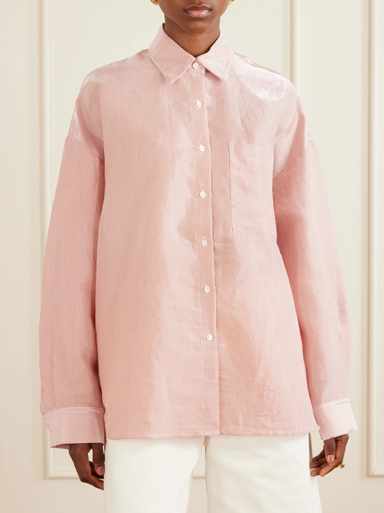 Something Borrowed Striped Cotton-organza Shirt