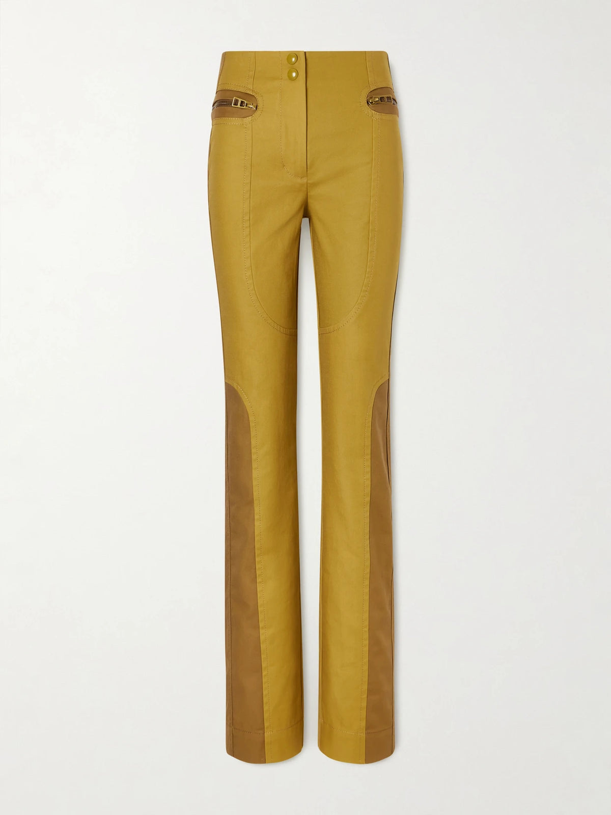 Zimmermann Valiant Two-tone Paneled Cotton-drill Mid-rise Straight-leg Pants