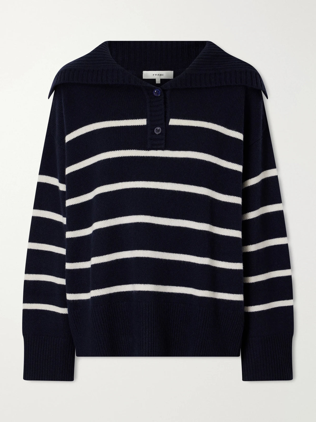 FRAME Striped Cashmere Polo Shirt