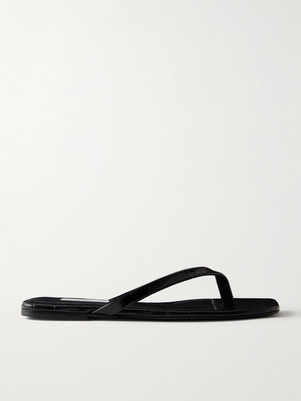 Croc-effect Leather Flip Flops
