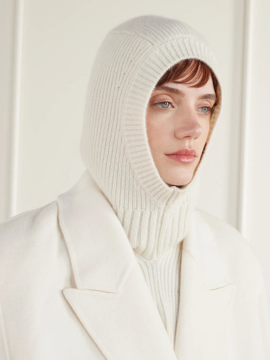 Image of Hats. Product name - August Ribbed Cashmere Snood in Ivory colour by brand - Arch4