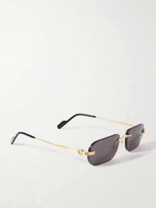 Première De Cartier Rimless Rectangle-frame Gold-tone Sunglasses