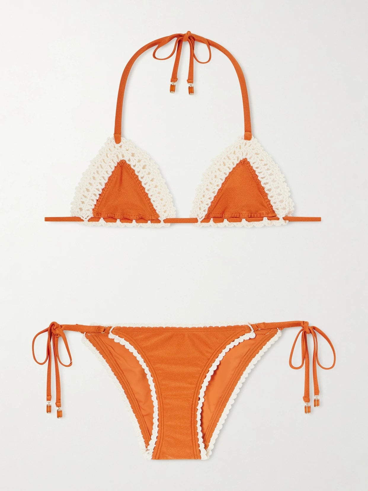 Image of Swimwear. Product name - Mahon Crocheted Swimsuit in Orange colour by brand - Zimmermann