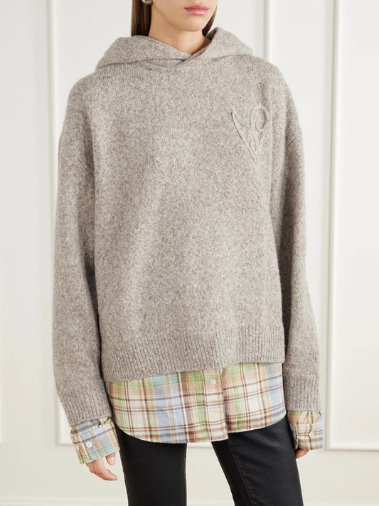 Acne Studios Layered Checked Poplin-trimmed Wool-blend Sweater