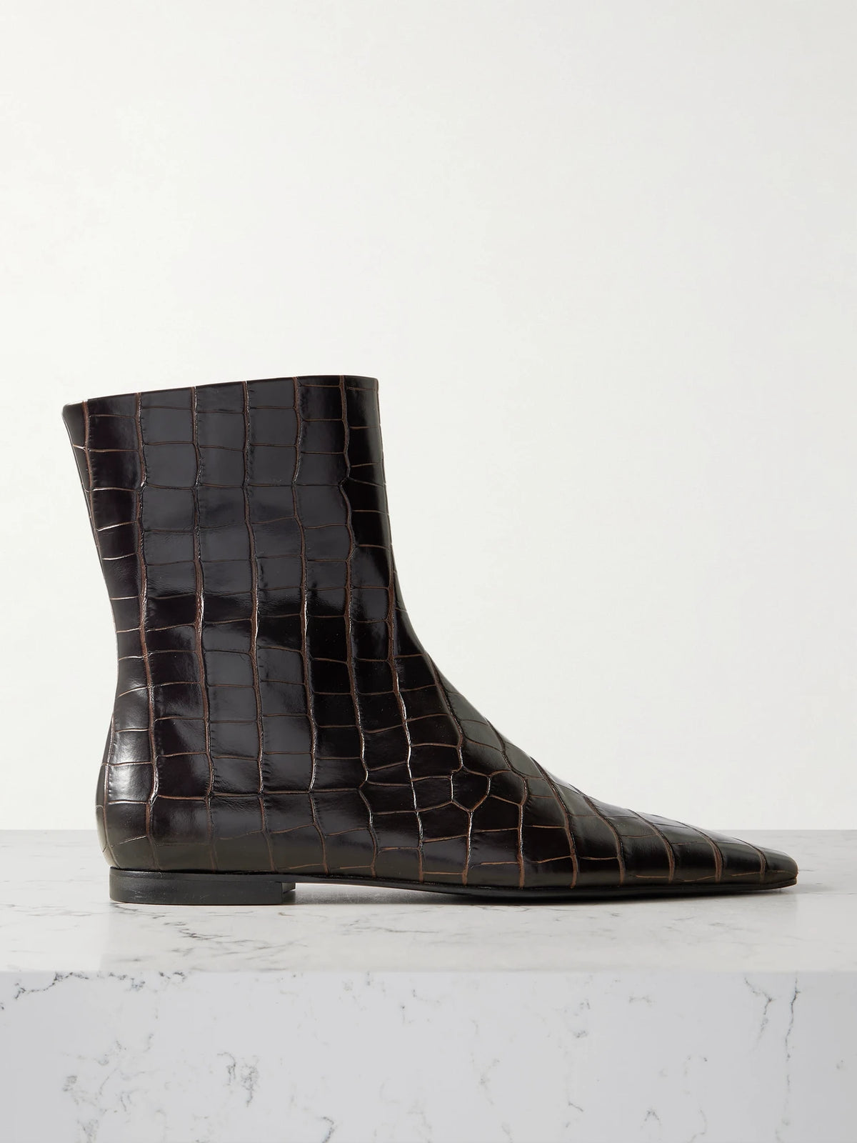 Croc-effect Leather Chelsea Boots