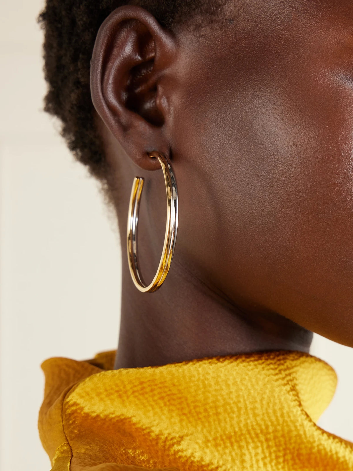 Image of Earrings. Product name - Thread Gold And Silver-tone Hoop Earrings in Multi colour by brand - Jennifer Fisher